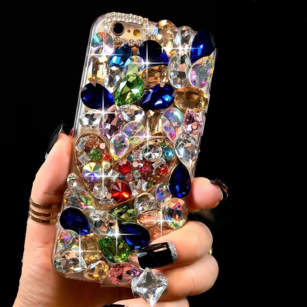 Glitter Rhinestone Phone Case For Samsung Galaxy A57 A37 A56 A36 A26 A55 A35 A25 A54 A34 A24 A52 A72 4G 5G Colorful Crystal Gemstone 3D Bling Cover