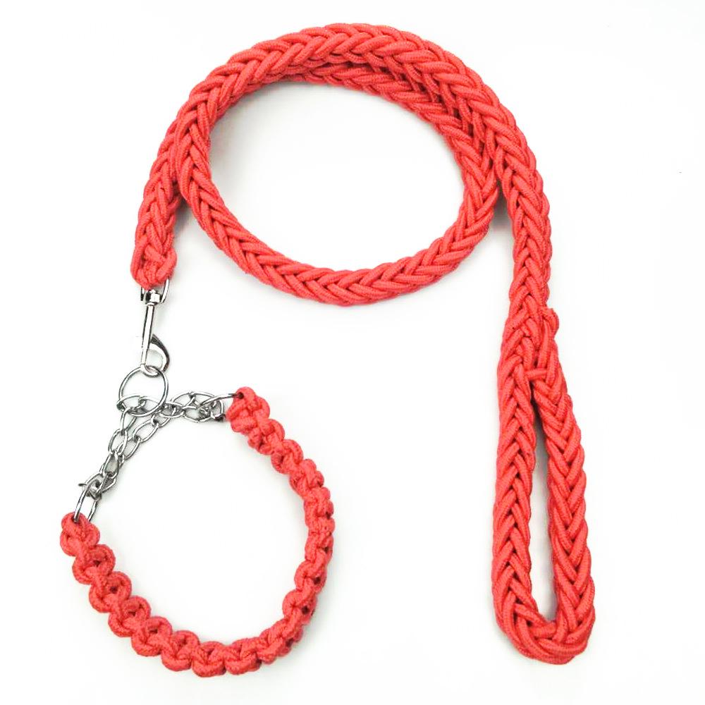 Eight-Strand Braided Dog Collar and Leash Set with Bone Chest Strap by Shuangyu Pets
