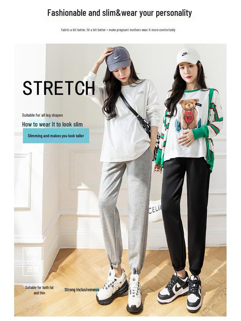 Umstands-Harem-Sweathose: Herbst/Winter Lässig Locker Geschnitten mit Bündchen an den Knöcheln