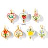 2Pcs Resin Charms Heart Painted Flower Double Side Strawberry Valentine'S Day 304 Stainless Steel Pendants Necklace DIY 21X15mm