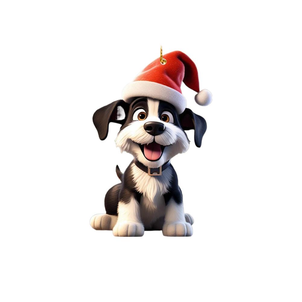 2d Acrylic Cartoon Dog Christmas Tree Pendant Modern Home Decoration Rearview Mirror Backpack Pendant Hanging Ornaments