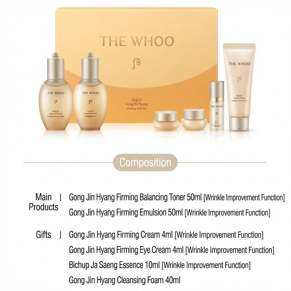 [The History of Whoo] Conjunto de Teste Firmador Gong Jin Hyang (6pcs) Pequeno / Grande