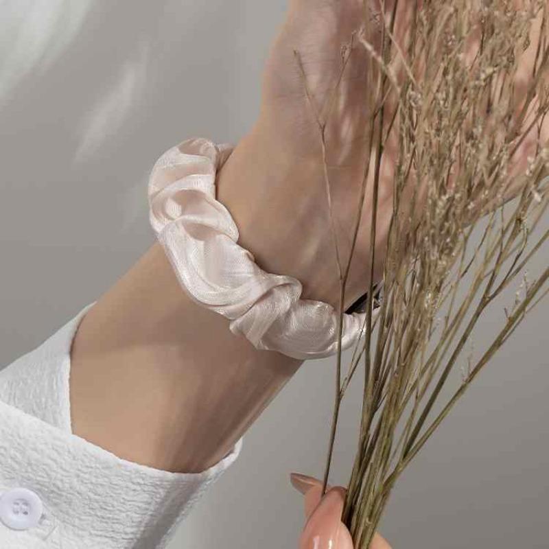 INS Chiffon Ice Silk Elastic Scrunchie Strap For Samsung Galaxy Fit3 SM-R390 Slim Girl Band Loop Bracelet For Galaxy Fit 3