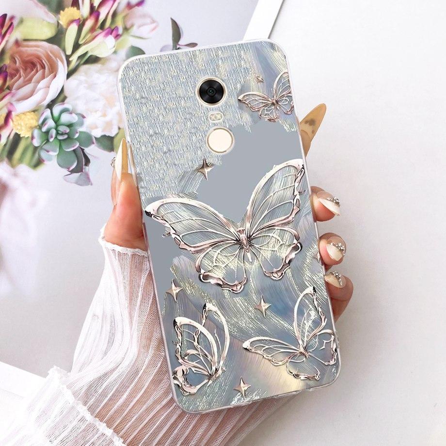 For Xiaomi Redmi 5 Plus Redmi5 Phone Case Luxury Flower Butterfly Cartoon Bow Pattern Back Cover Soft TPU Silicone Bumper