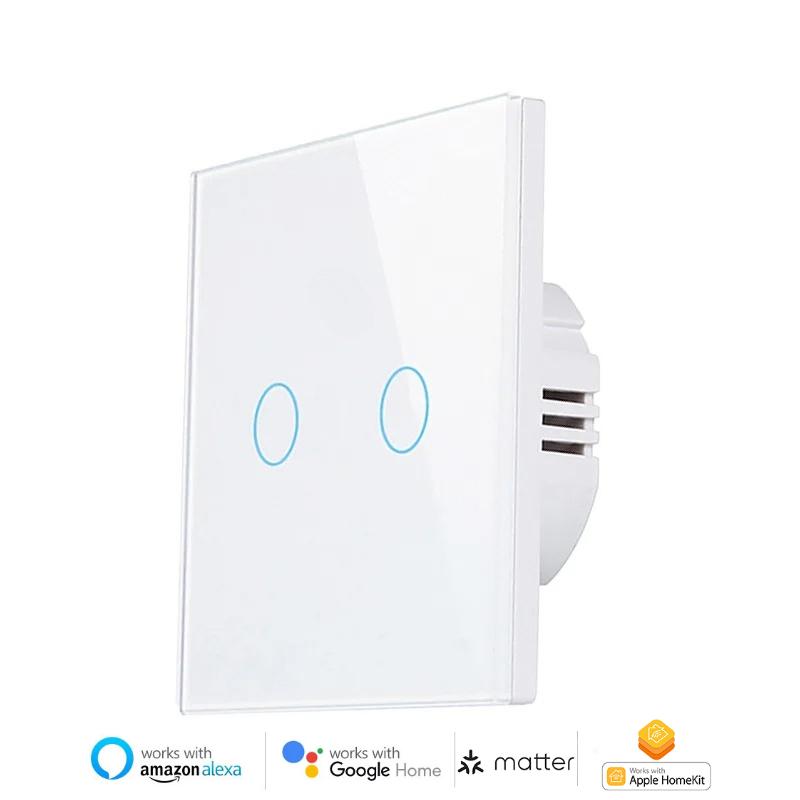 Melery Matter over WiFi Smart Light Wall Switch Touch Sensor Glass Panel Remoted Google/Apple Home Siri Alexa Homekit Smarttings