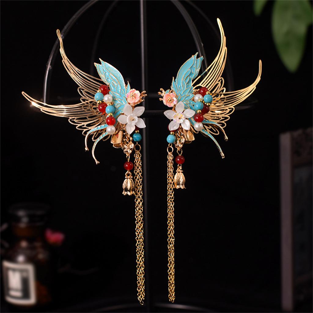 Vlásenka s květinou Fénix s třásněmi Filigránové Buyao pro ženy Dívka Buyao pro tradiční pokrývky hlavy Vlasové šperky