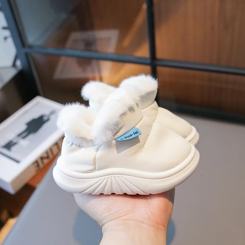 Winter New Children's Snow Boots for Girls Waterproof Baby Indoor Cotton Shoes Soft Sole Boys Cotton Boot Outdoor Fur Thickening