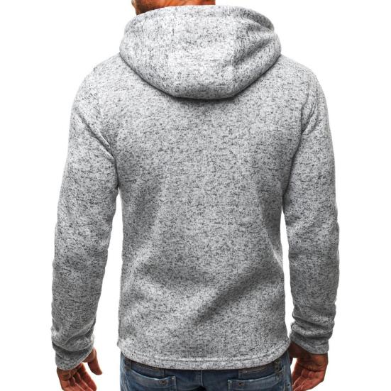 Men Hoodie Zipper Warm Solid Color Winter Men Fleece Hooded Sweatshirt Pullover for Daily Wear