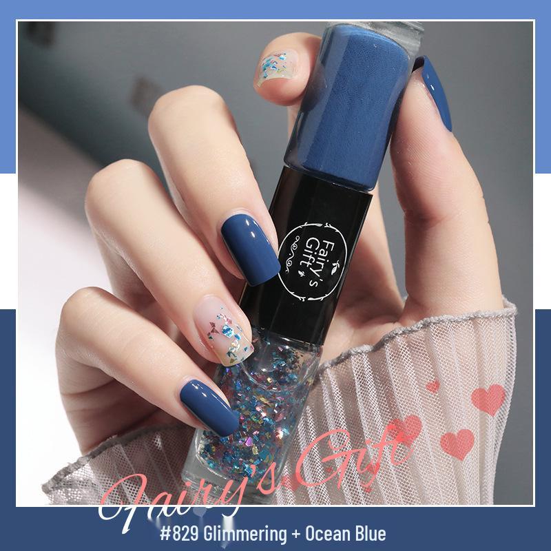 Two-Color Quick-Drying Nail Polish with Large Glitter
