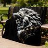 1pc Lion Head Sculpture Throw Blanket Polyester Fiber, Lightweight Flannel, Soft & Warm, All Season Use for Outdoor, Camping
