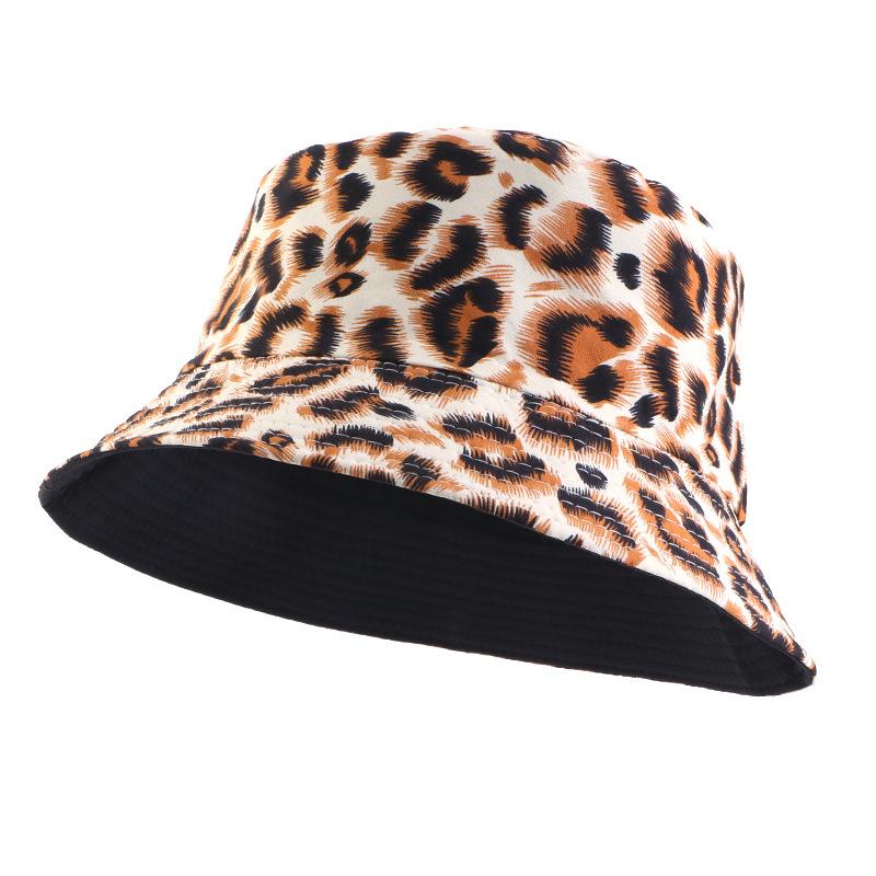 Spring and Autumn new leopard print pot hat, double-sided bucket hat outdoor travel visor JDPM-G
