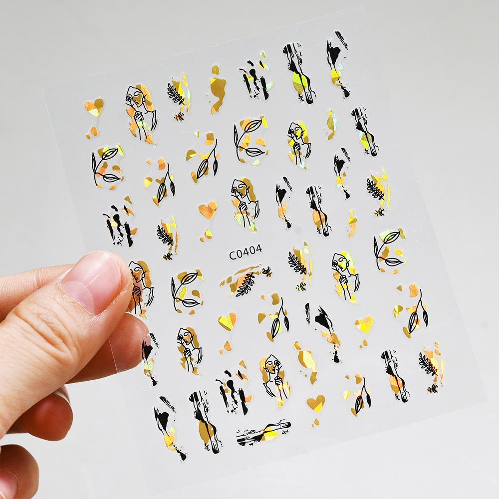 Stripe Abstract Mix And Match Nail Art Sticker Adhesive 3D Line Simple Retro Girl Nail Decoration Sticker