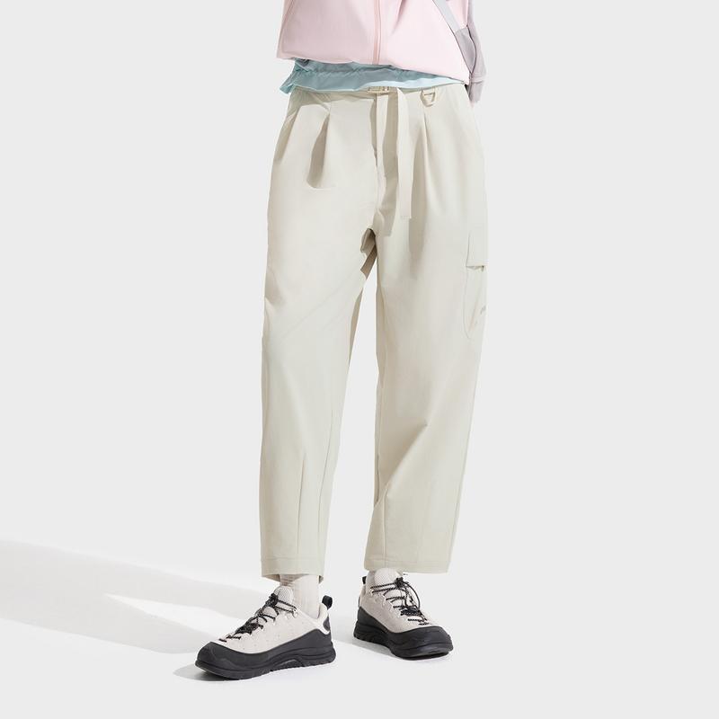 Li Ning CF Breathable Solid Color Straight Leg Casual Pants Women bottoms AYKV758-1