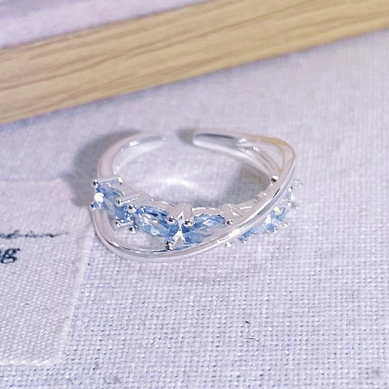 Cross Colored Treasure Personalized Row Diamond Colored Zircon Galaxy Track Ring Sweet Cool Niche Light Luxury High Sense Ring Woman