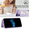 SY-001 For iPhone 16e Case Card Slots Leather Coated TPU Flower Phone Cover