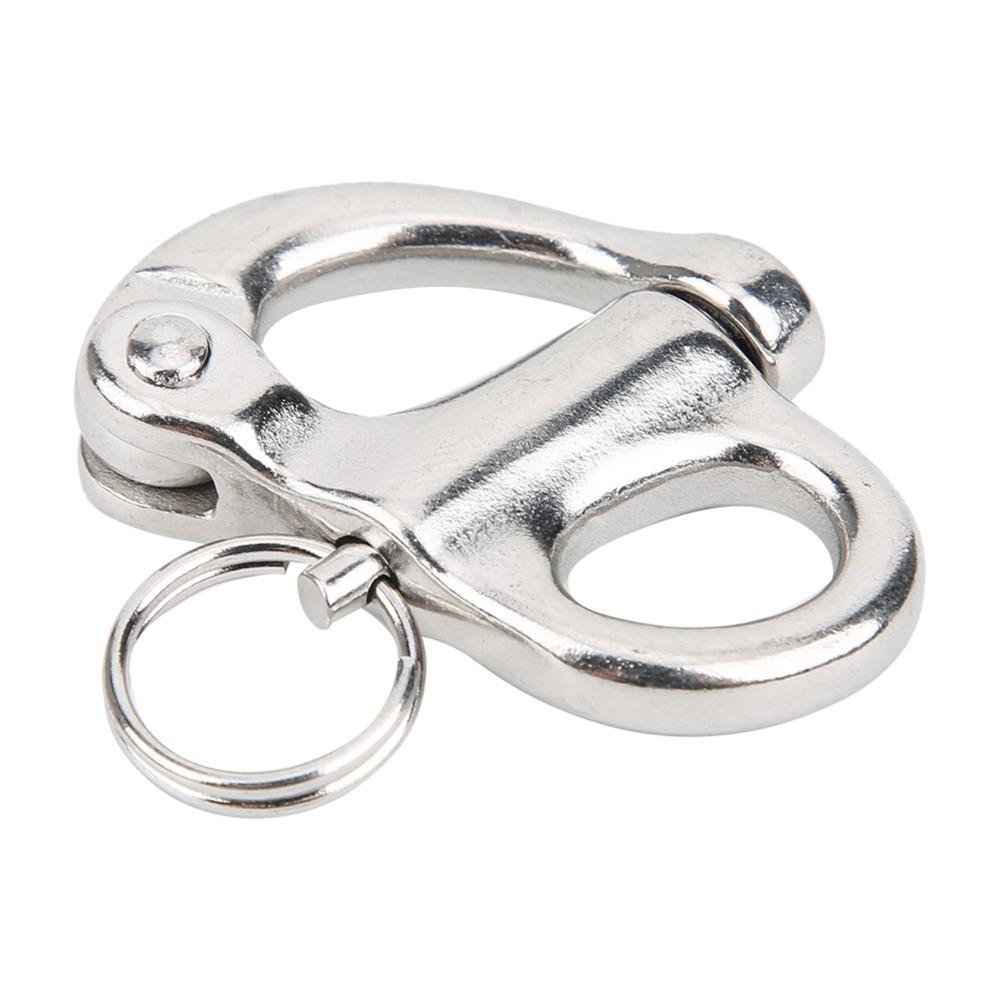 2 Pcs Durable 52/69mm Snap Hook Stainless Steel Silver Fixed Shackle Quick Release Shackle Rock Climbing