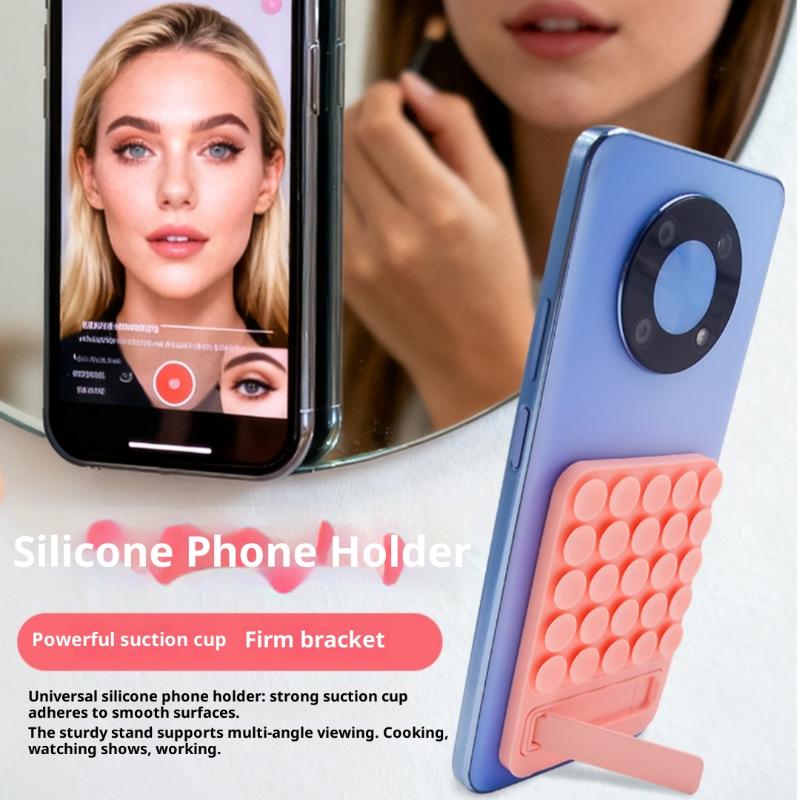 1 Stück faltbares klebendes Smartphone-Zubehör Silikon-Saug-Handyhalter Spiegel Dusch-Handyhalter für Selfies und Videos
