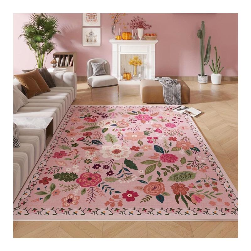Luxurious Vintage Floral Area Mat Non-Slip, Machine Washable Perfect for Living Room, Bedroom, and Home Decor, Polyester Mat