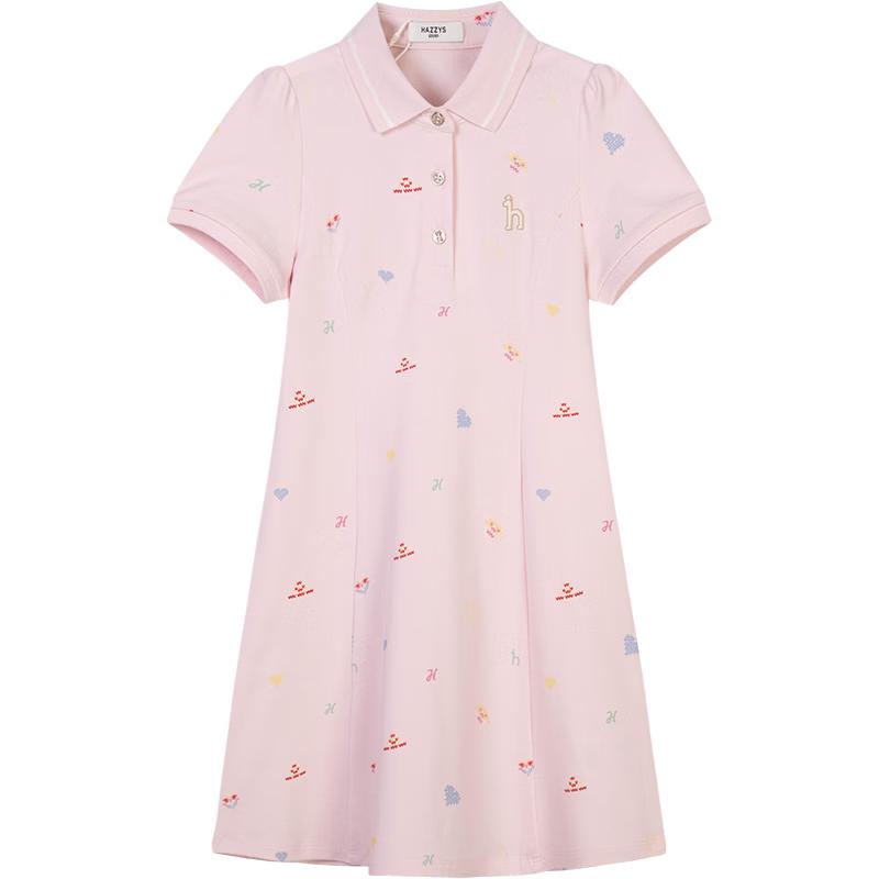 HAZZYS Girls 2026 Summer Mercerized Cotton Short-Sleeve Polo Dress 145