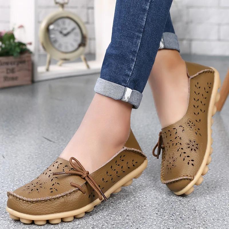  Casual Women Flats Girls Leather Shoes Be Non-slip Loafers Woman Soft Nurse Ballerina Dance Shoe Plus Size 34-44 Feminino