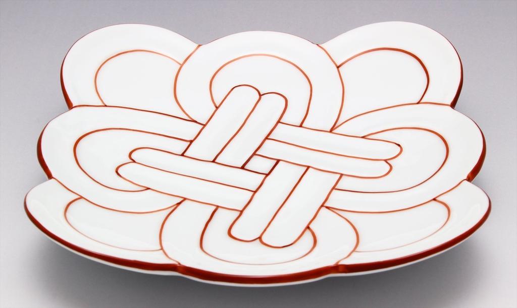 24to3 Nishitomi Ceramics Arita Ware Plate Takiyo Kiln Kissho Knot Mein Plate Plate Dish Serving Plate Diameter Approximately 13cm Red Welcome Spring
