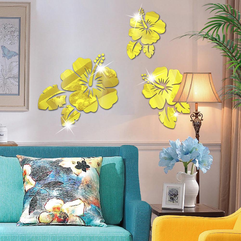 Flower Mirror Wall Stickers Diy Acrylic 3d Decorative Miroir For Home Living Room Bedroom Decor