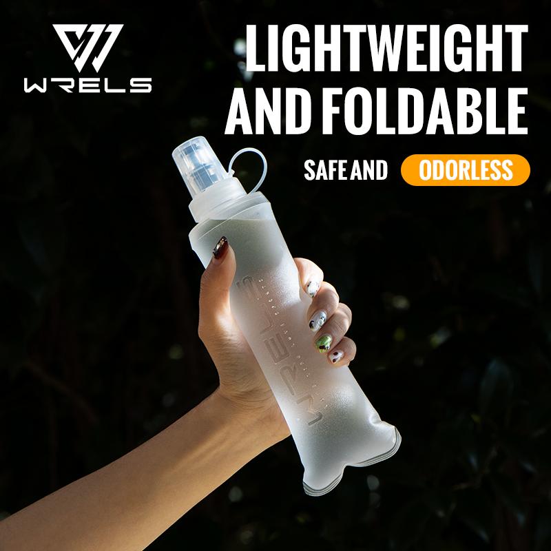 WRELS Running Water Bottle Soft Flask Folding Collapsible Water Bottle TPU BPA-Free Camping Hiking Travel Folding Water Bottle