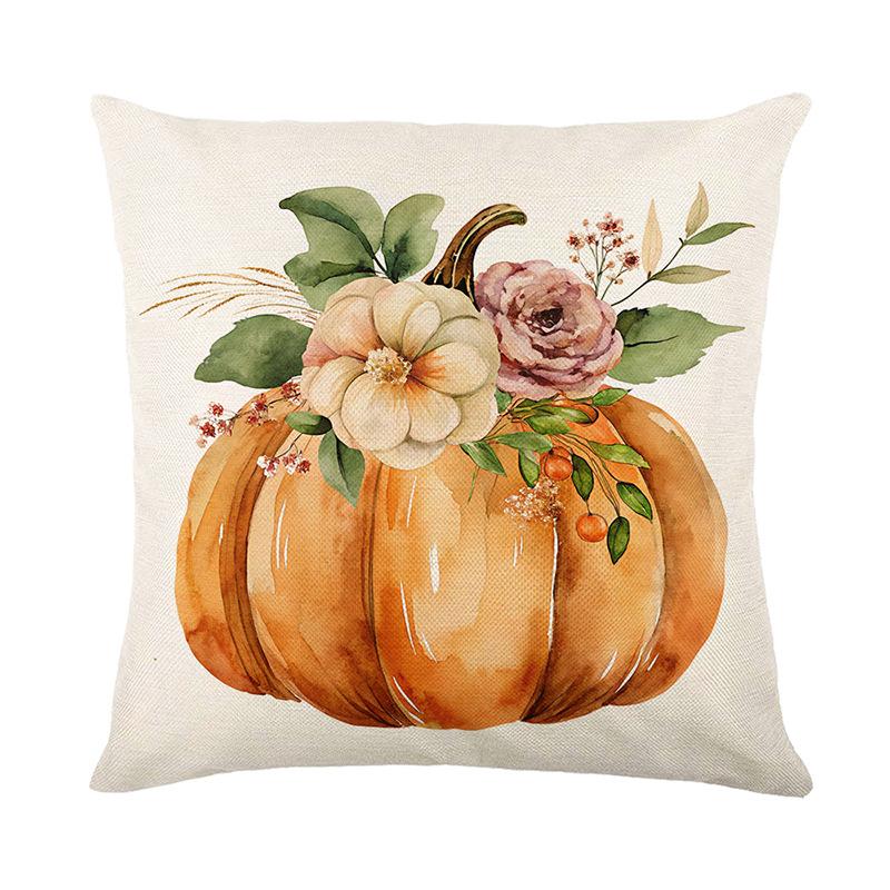1pc Orenge Cushion Cover Pumpkin Printed Pillowcase Durable Washable Cover 2025 New for Home Cushion Thankgiving Day Decoration