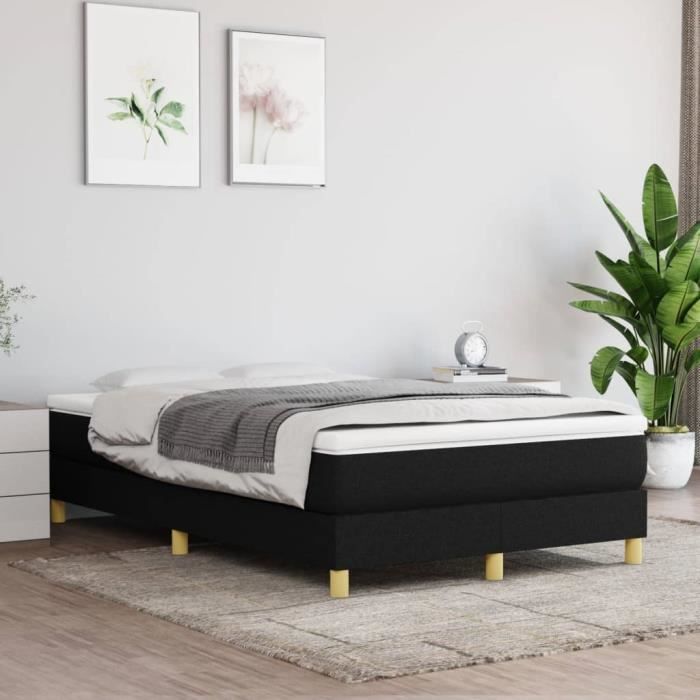 3144161 vidaXL Lit à sommier tapissier avec matelas Noir 120x200 cm Tissu