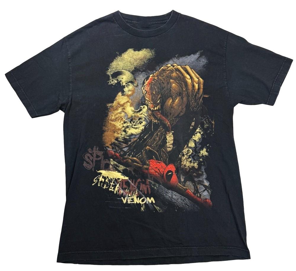 

NEW Y2K Marvel Mad Engine Spiderman and Venom Shirt Size S-5XL Reprint Unisex T-Shirt XXL