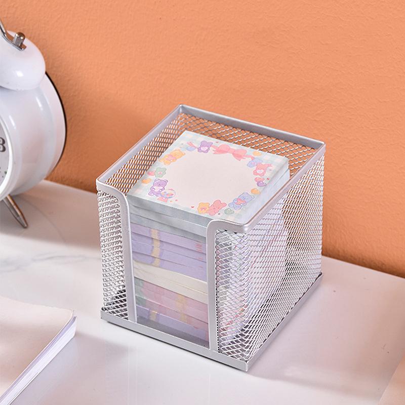 Office Supplies Storage Box Metal Mesh Desktop Sticky Note Box 6Cm