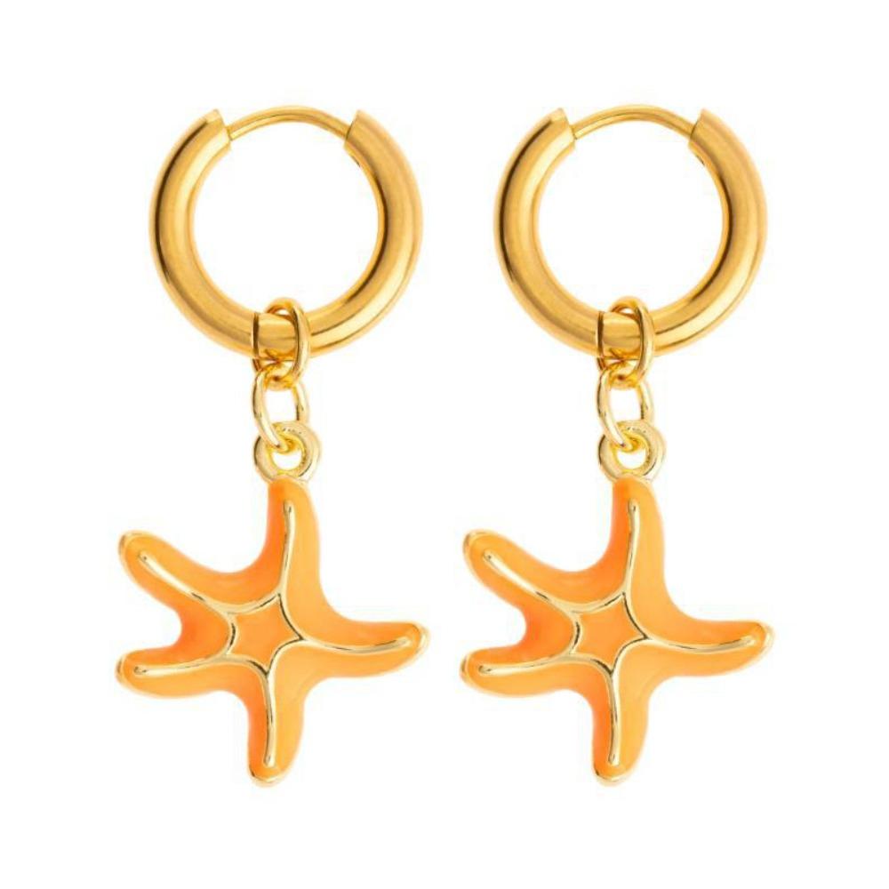 Starfish Charms Ear Buckle Lip Hoop Earrings Simple Enamel Fish Earrings  Party