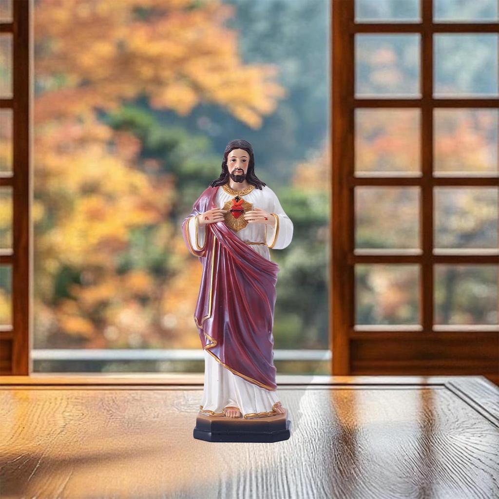 Statua del Sacro Cuore di Gesù Regalo Religioso Dipinta Elegante