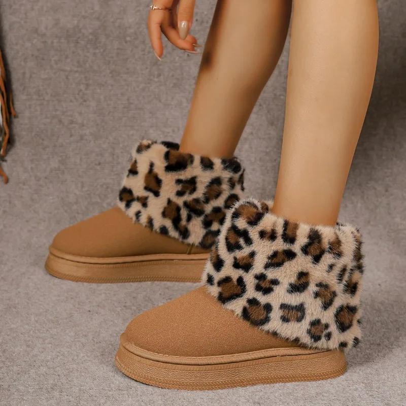 Fashion Thick soled snow boots for women 2024 new winter versatile flat bottom with plush and thick soft soled cotton shoes