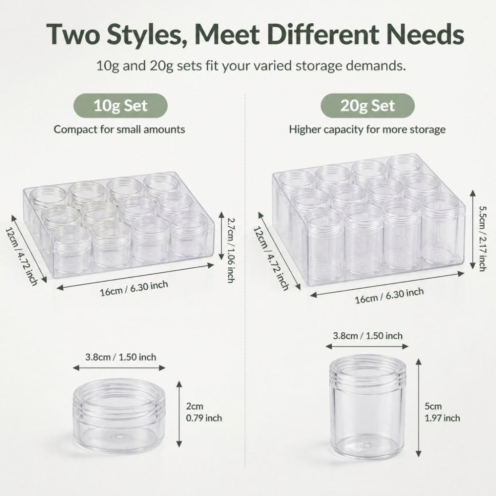 2pcs Rectangle Shape Jewelry Beads Storage Box 12 Bottles Plastic Storage Organizer DIY Craft Use