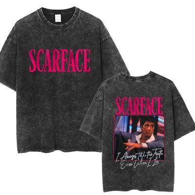 Streetwear Film Scarface Vždy hovor pravdu, aj keď klamem Tony Montana Prané tričko Pánske Vintage Punk
