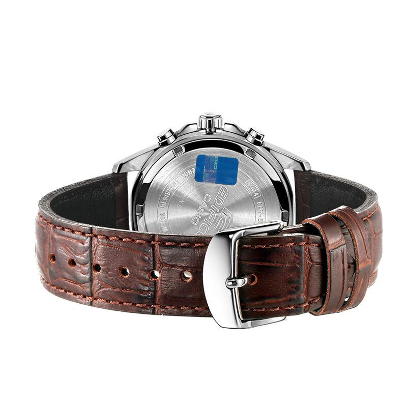 Casio EDIFICE Series Simple Casual Fashion Watch Quartz Movement Leather Strap Japanese and Korean Watch Men's Watch Silver Dial EFR-527L-7AV