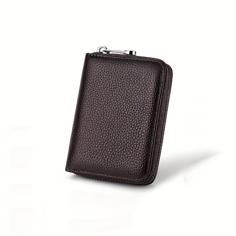 Multi Slot Card Holder Vintage Small Wallet Women Men Business Bank Credit Card Bag Male Coin Pouch Solid Leather Zipper Wallet