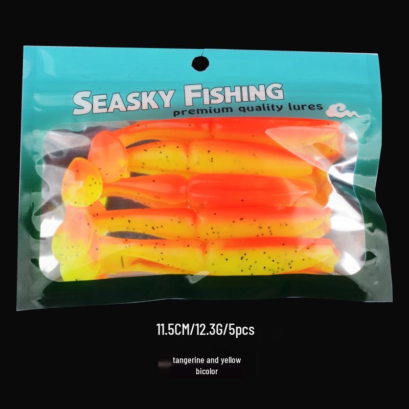 Locken: Zweiteiliger T-Schwanz Softbait für Mandarinfische, Kunstwurm mit hoher Dichte zum Meeresangeln.