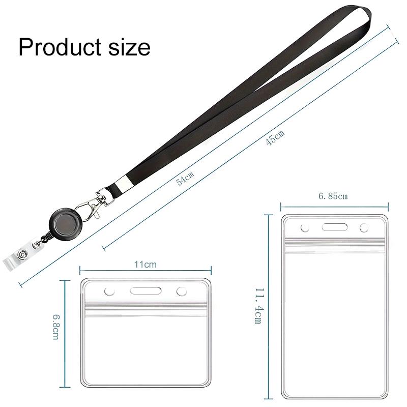 1/3pcs Card Holder with Hanging Rope Waterproof PVC Scalable Chest Buckle For Work ID And Name Tags Office Storage Supplies TMZ
