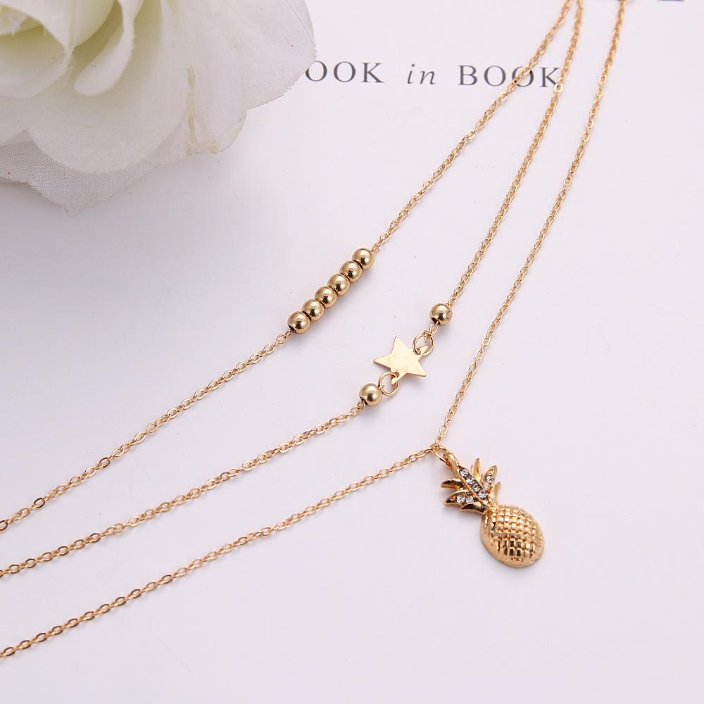 Golden/Silver Ankle Chain Pineapple Pendant Anklet Beaded Summer Beach Foot Jewelry Fashion Style Anklets for Women