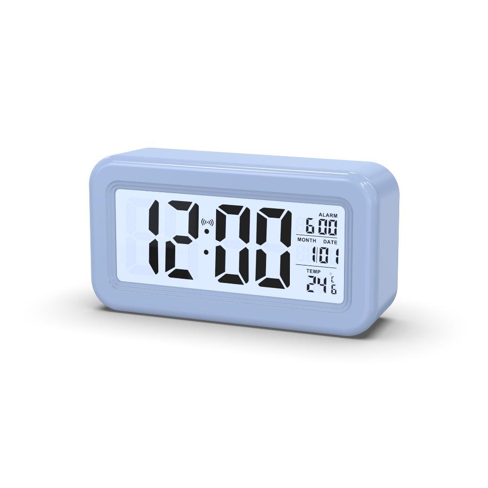 Battery Powered Digital Alarm Clock Temperature Date With Backlight Snooze Table Clock 12/24H Mute Bedside Electronic LCD Clock