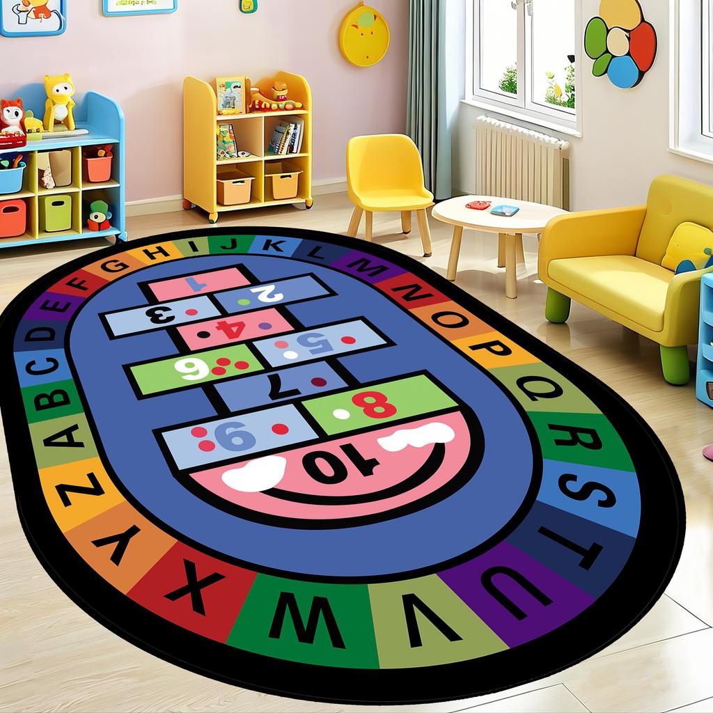 Kindergarten Cartoon Carpet Children'S Early Education Puzzle Game Mat Full Of Easy Care Crystal Velvet Baby Climbing Mat