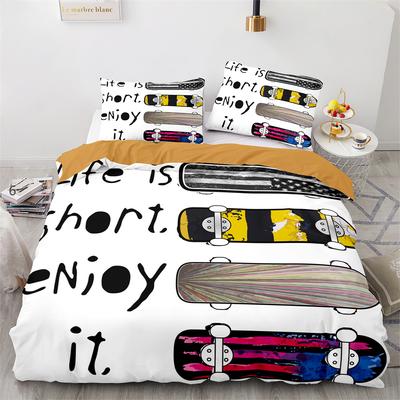 Set Biancheria da Letto Skateboard Misura Matrimoniale 3D Babbo Natale Poliestere Copripiumino Coperta Trapuntata Skateboard Stile Hip Hop King Matrimoniale Singolo