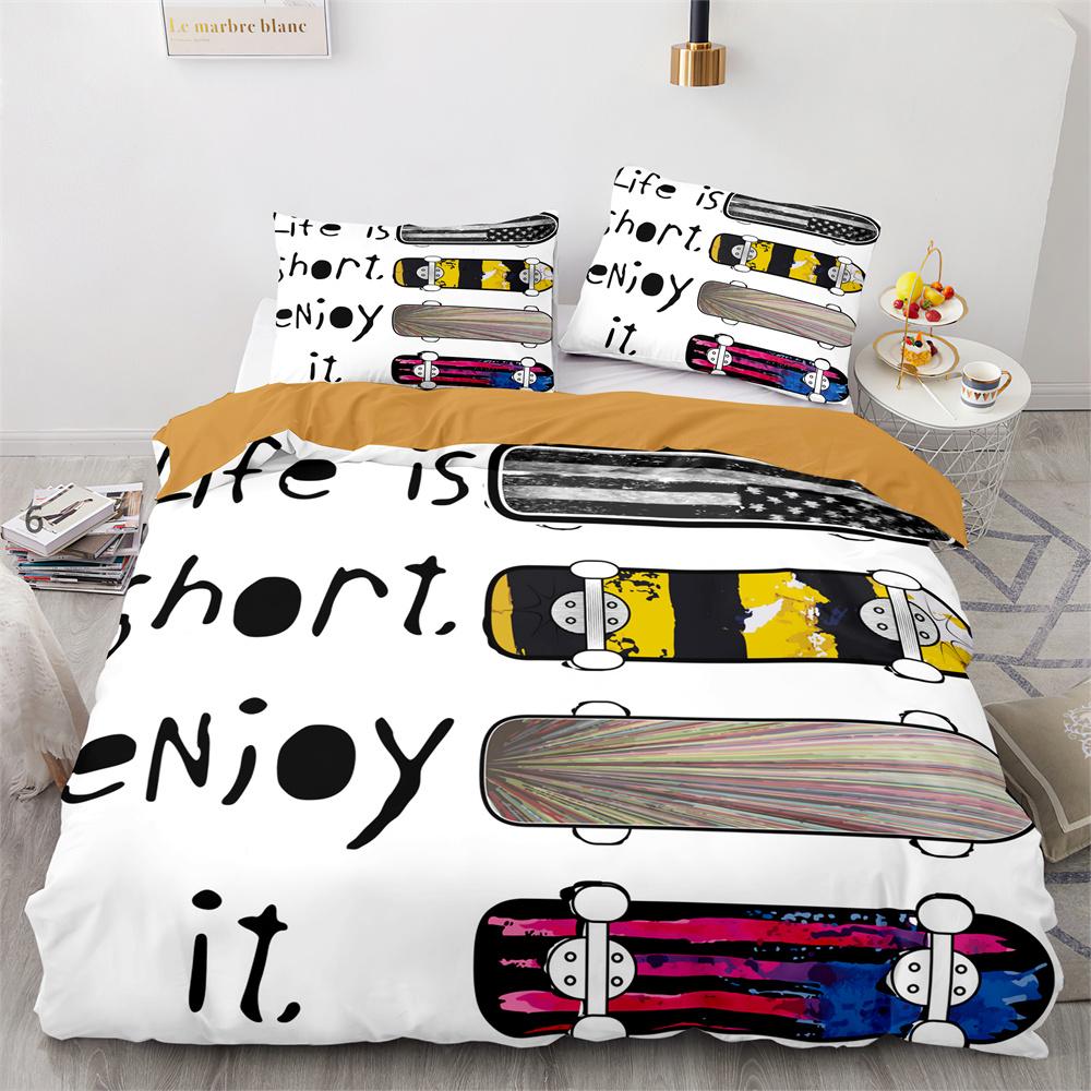 

Комплект постельного белья Skateboard Full Size 3D Santa Claus полиэстеровый пододеяльник Skateboard Одеяло Cover Hip Hop Style King Twin Size 70x133cm 2pcs