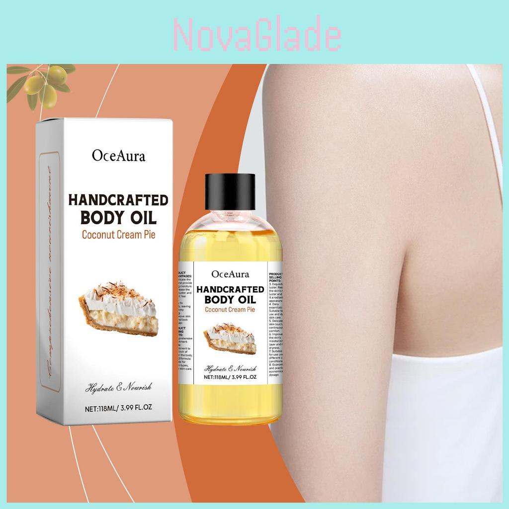 Oceaura Coconut Cream Body Oil Nourishing Moisturizer For Soft Smooth Skin Hydrating Body Massage Oil 118ml