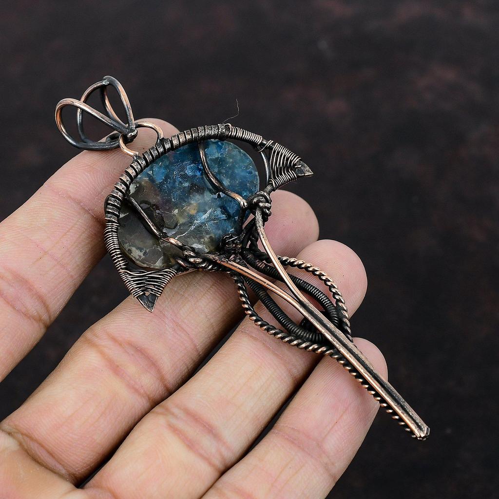 Watermelon Tourmaline Pendant Copper Wire Wrapped Gemstone Pendant Antique Pendant Copper Jewelry Gift For Him Handmade Wire Wrapped Jewelry
