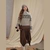 UNIFREE Women's Retro Fair Isle Color-Block Pullover Sweater