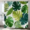 Tropical Green Leaves Monstera Pattern Shower Curtain, Bathroom Decorative Shower Curtain, Print Polyester Curtain With Hooks