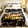 Construction Vehicles Theme Custom Blanket Personalized Name & Text Customized Soft Warm Throw Blanket Home Decor